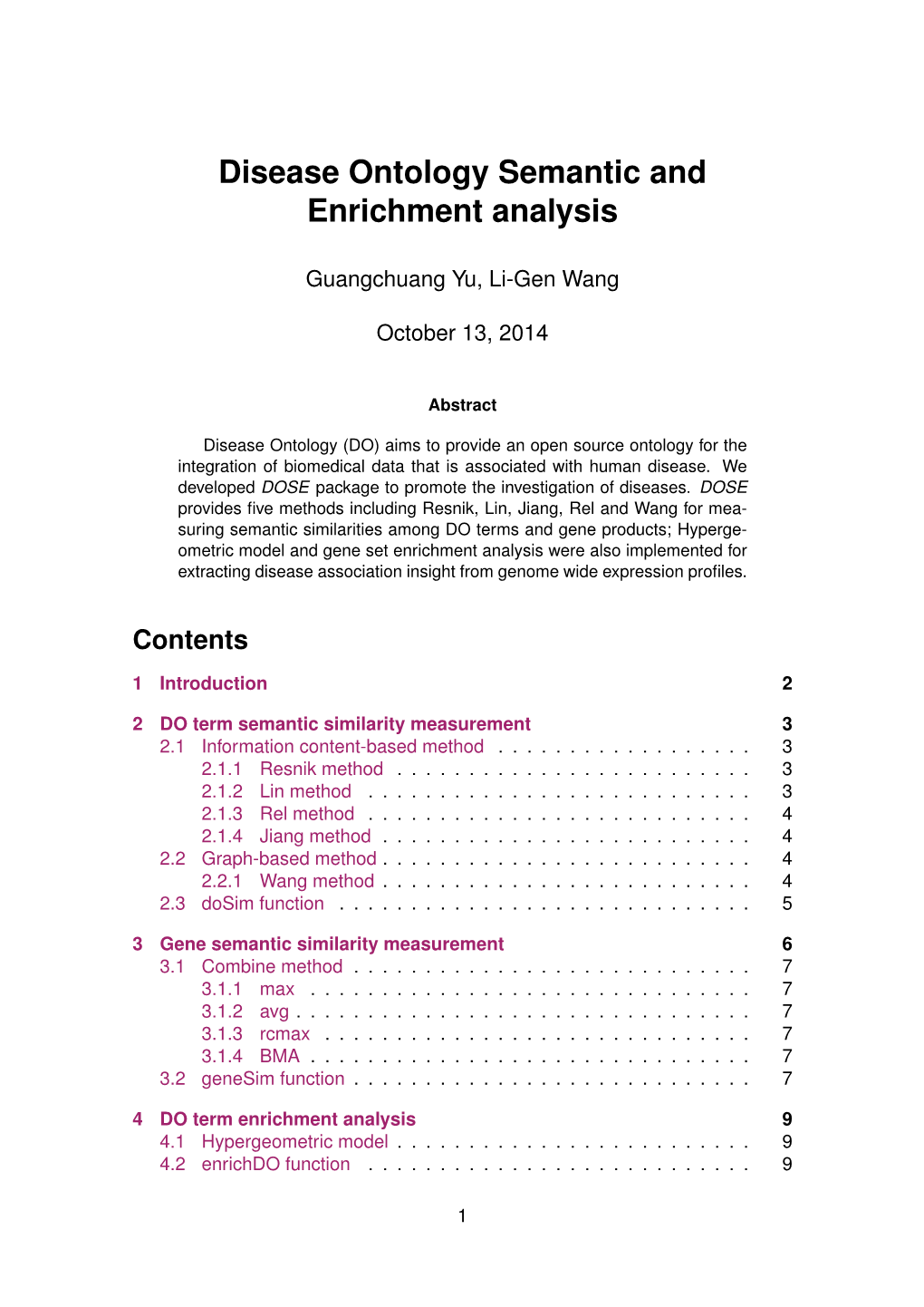 Disease Ontology Semantic and Enrichment Analysis