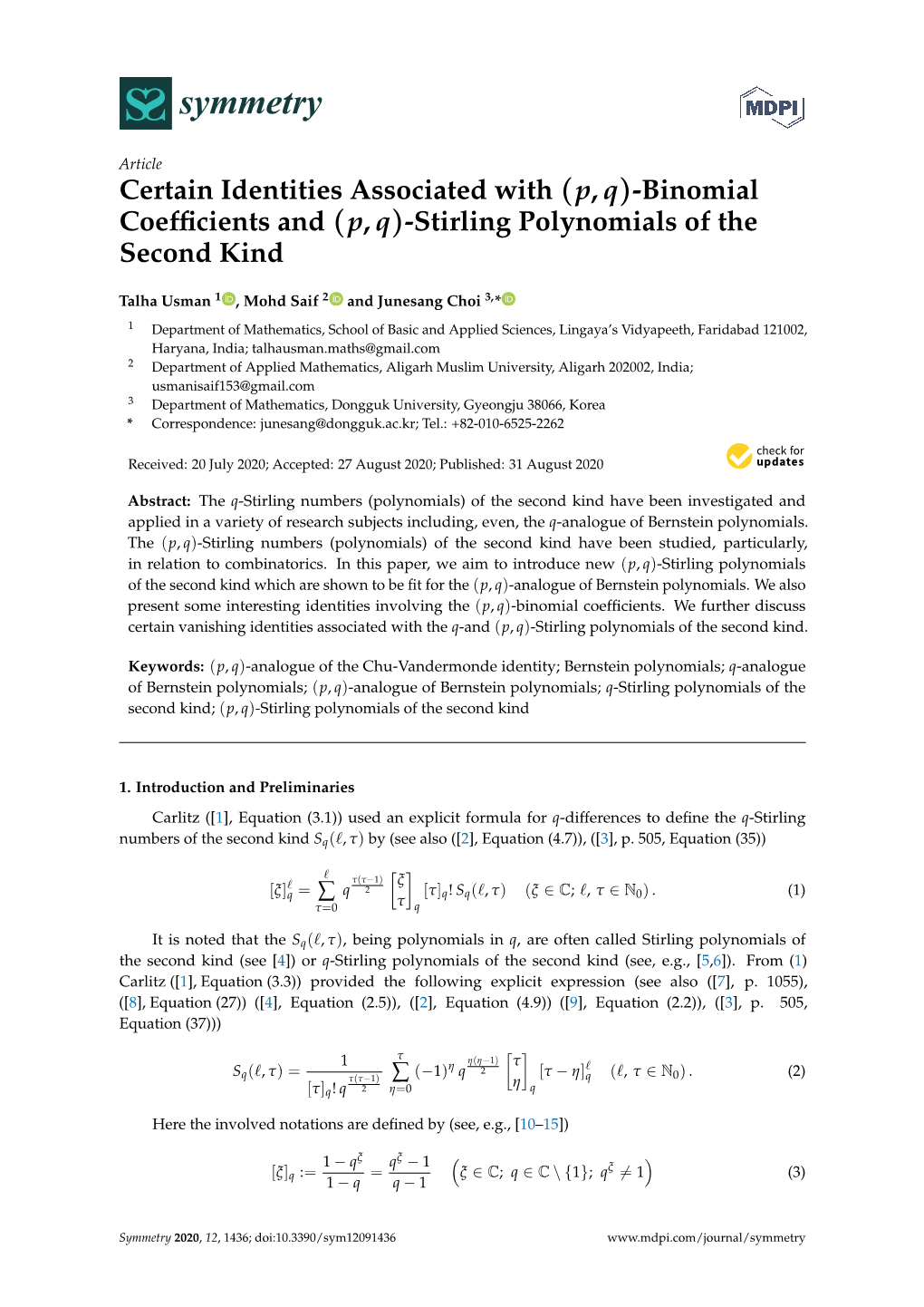 Certain Identities Associated with (P,Q)-Binomial Coefficients