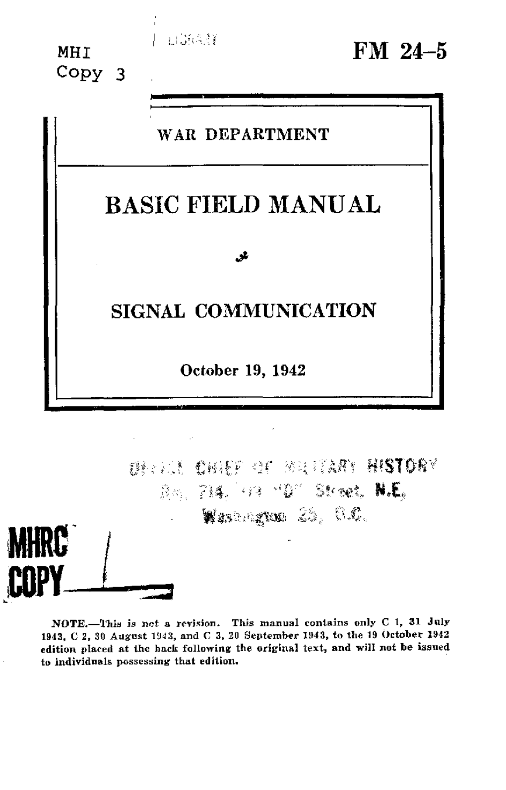 FM 24-5, Basic Field Manual, Signal Communication, Is Published for the Information and Guidance of All Concerned