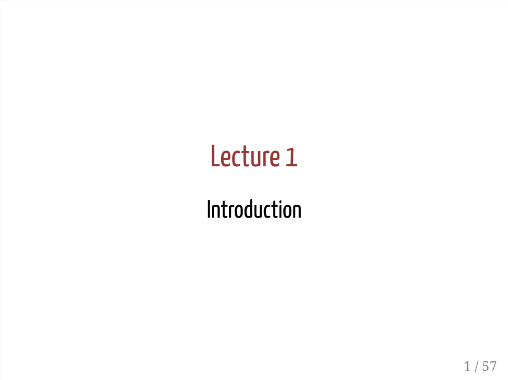 Lecture 1 Introduction