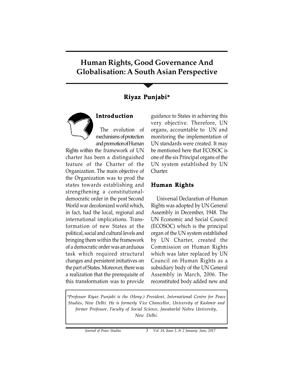 Human Rights, Good Governance and Globalisation: a South Asian Perspective