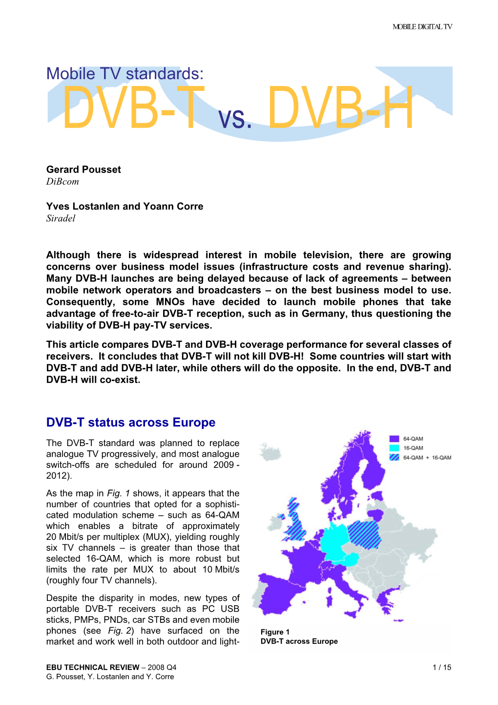 DVB-T Vs. DVB-H