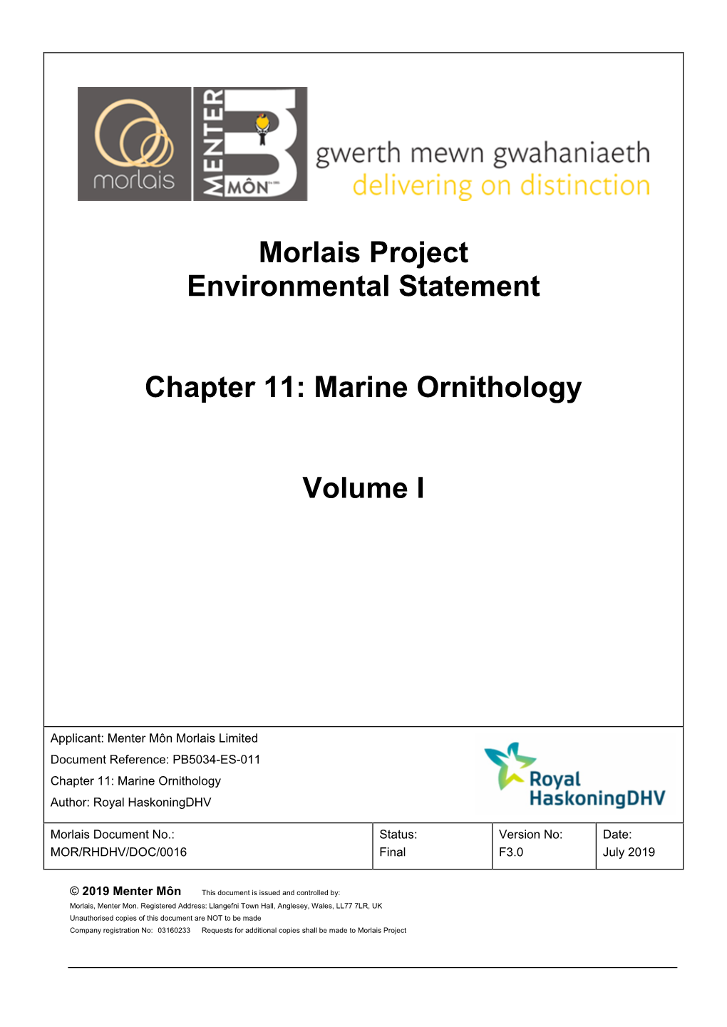 Morlais Project Environmental Statement Chapter 11: Marine