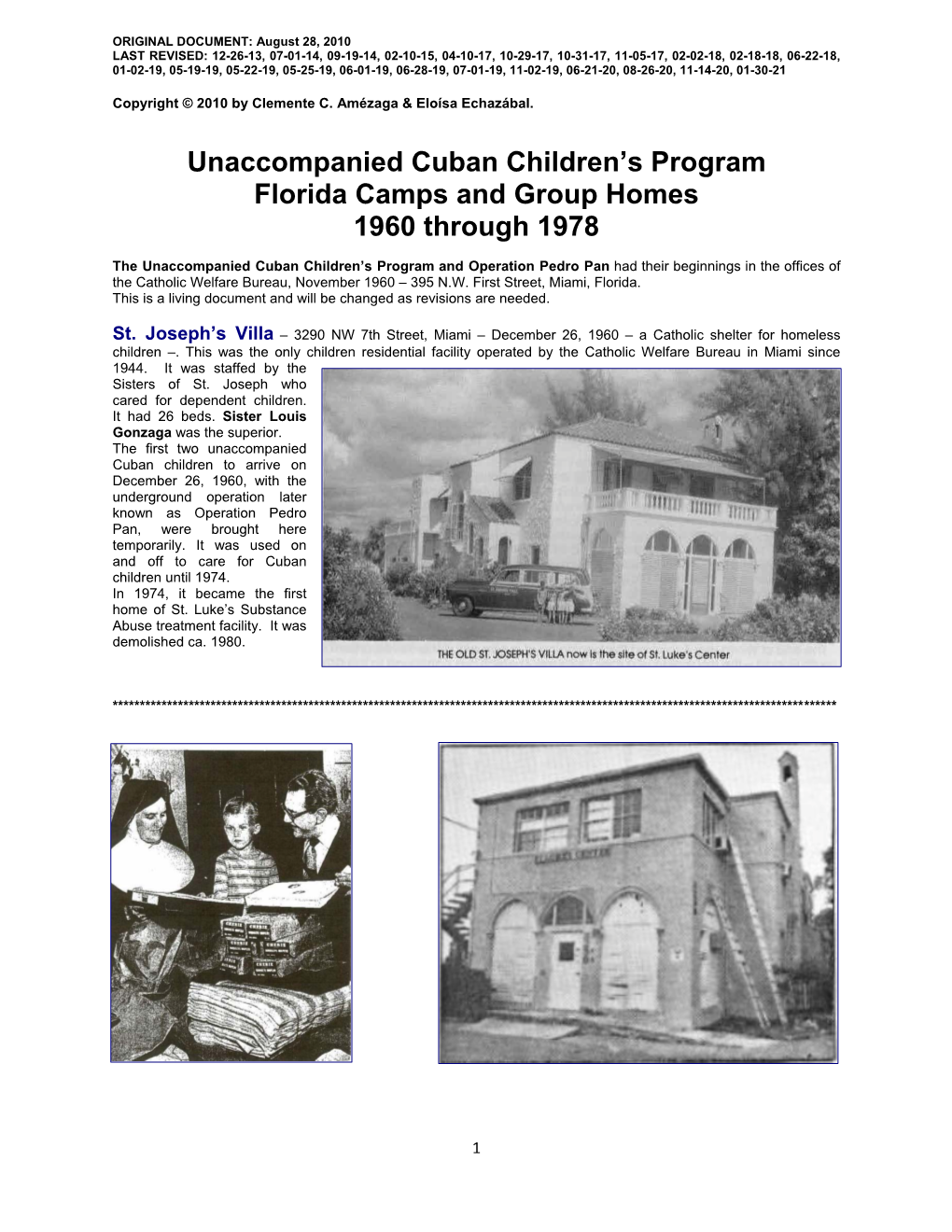 Unaccompanied Cuban Children's Program Florida Camps and Group