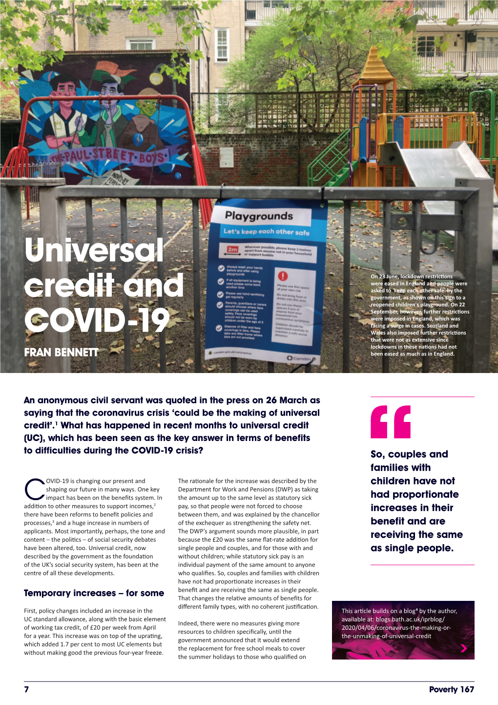 Universal Credit and Covid-19