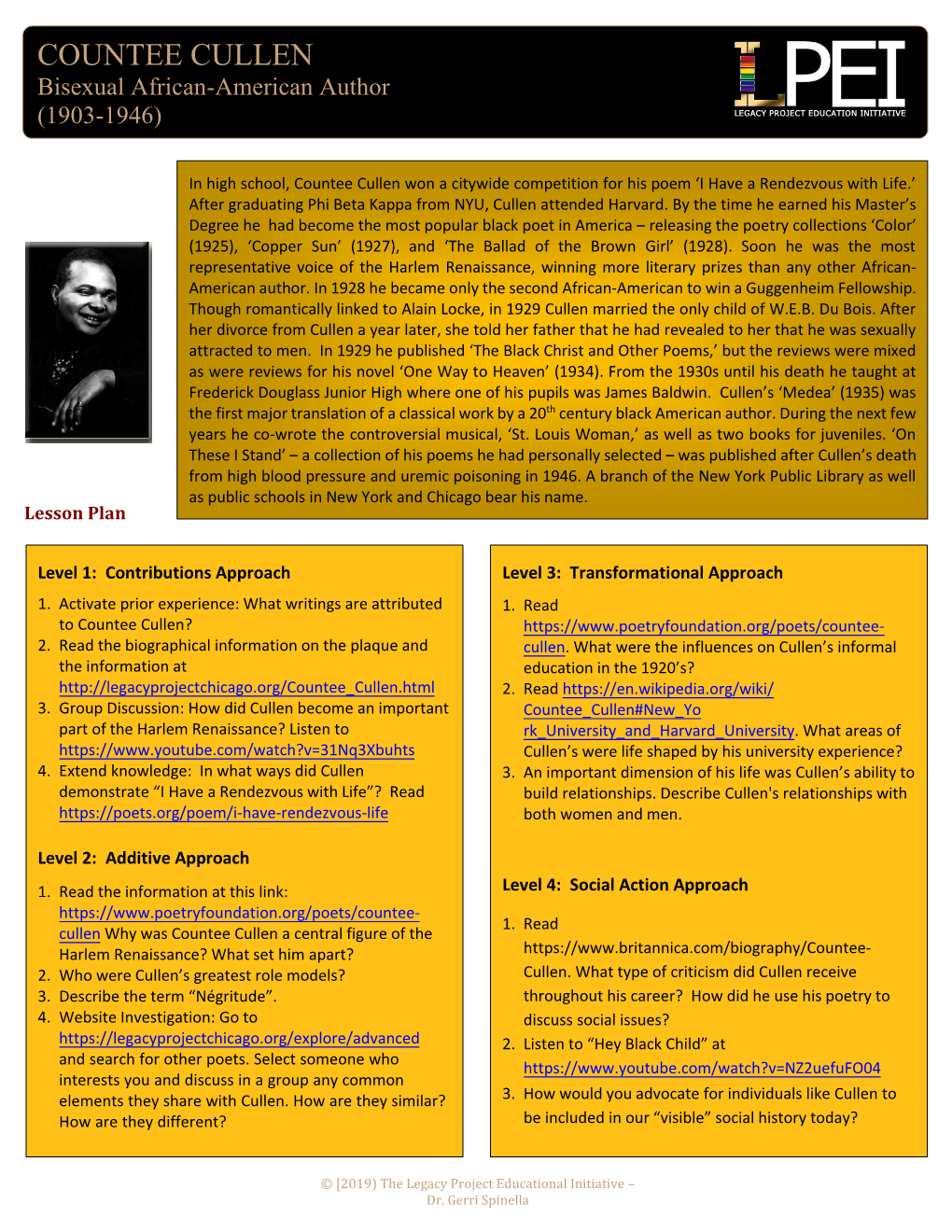 Countee Cullen Lesson Plan