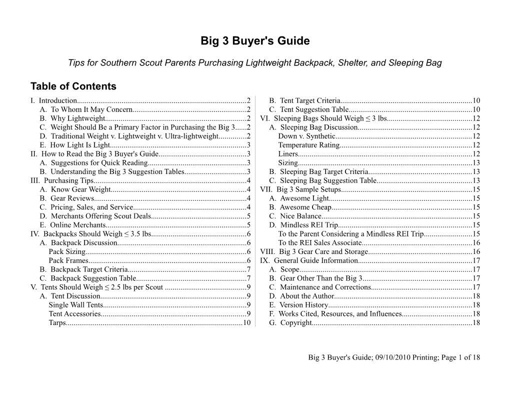 Big 3 Buyer's Guide