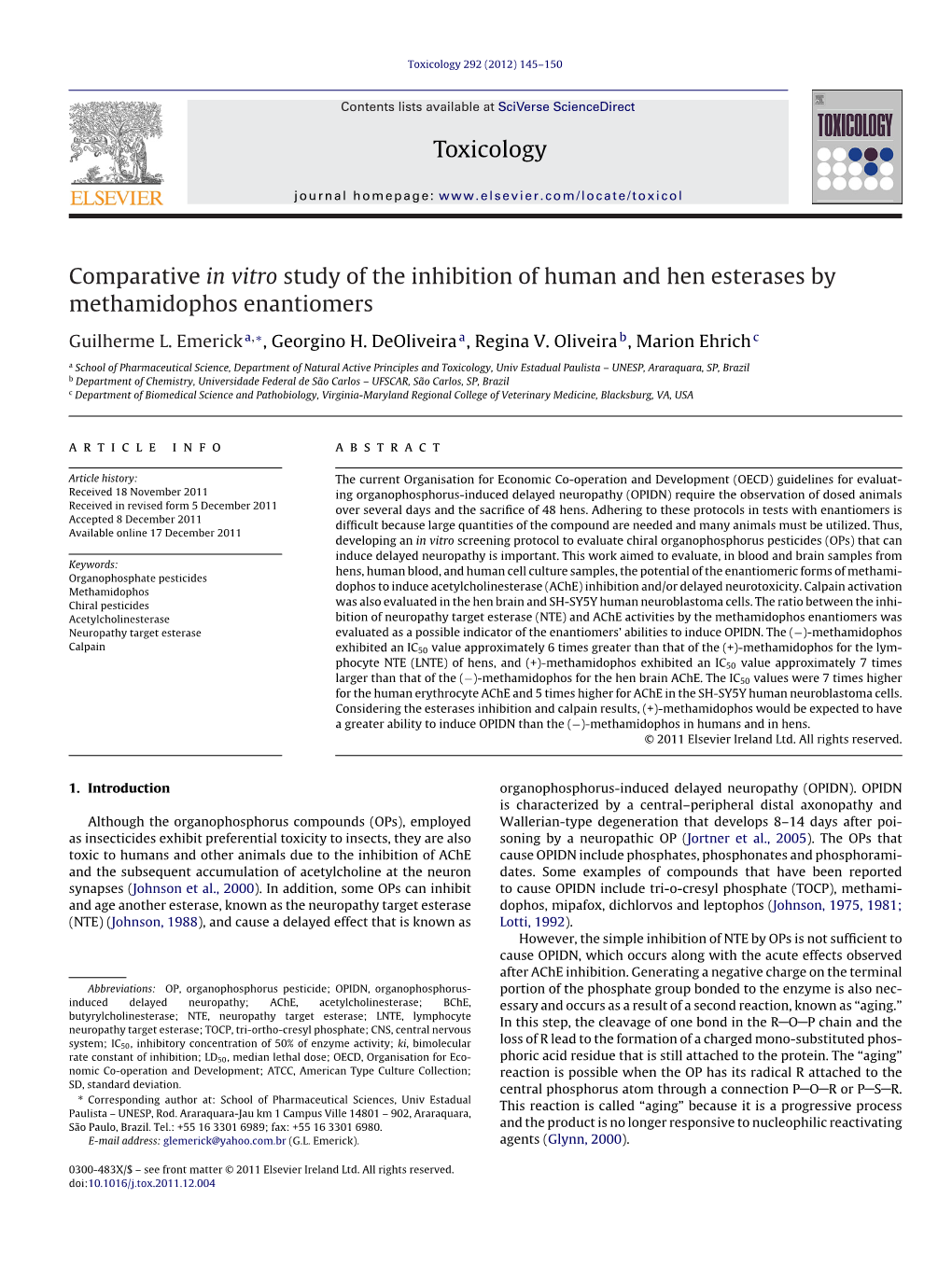 Toxicology 292 (2012) 145–150