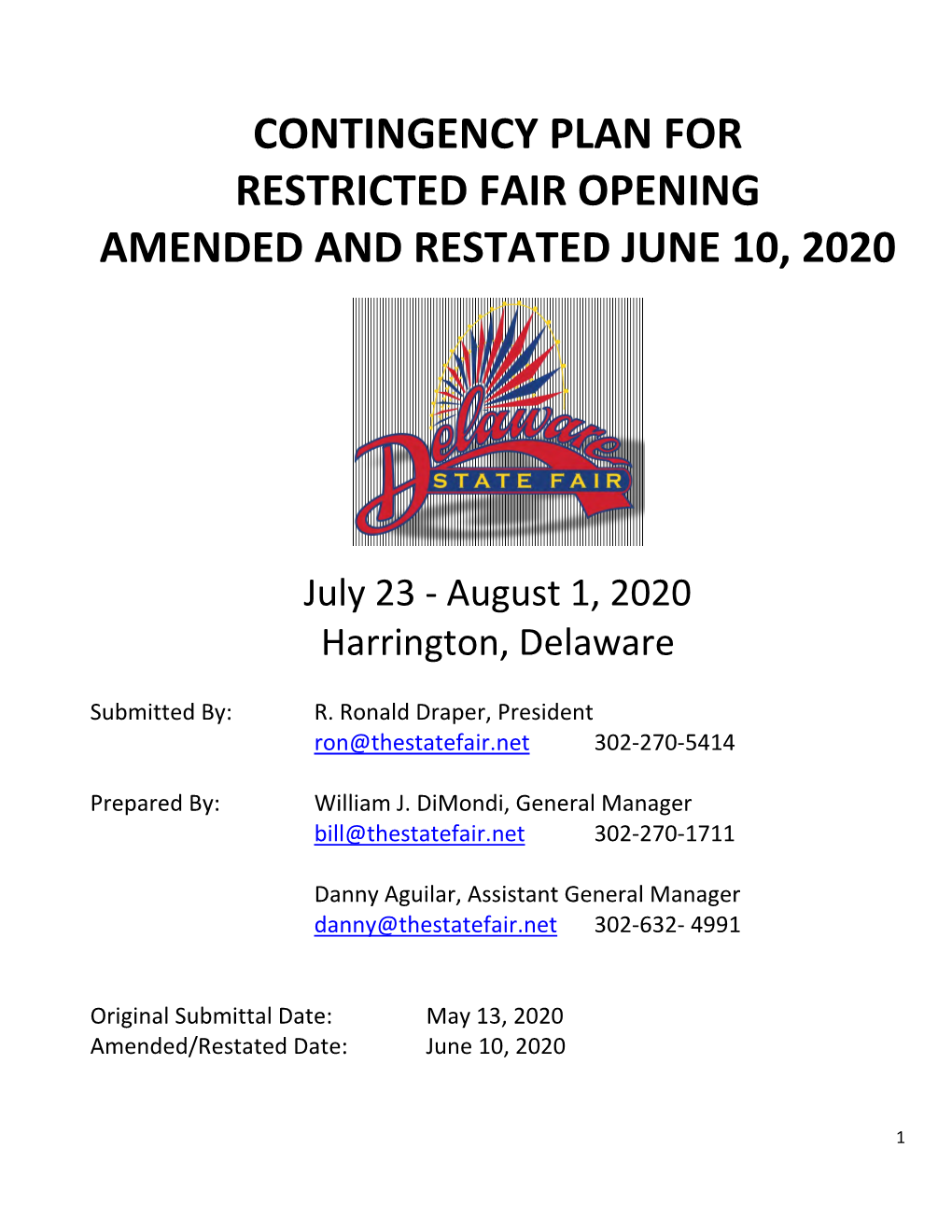 Delaware State Fair Restricted Opening