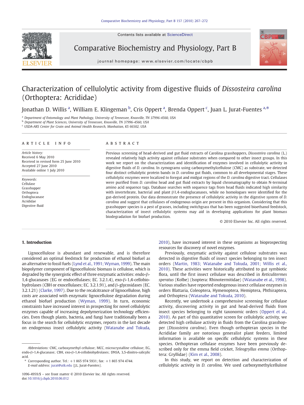 Characterization of Cellulolytic Activity from Digestive Fluids Of