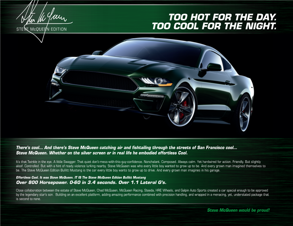 Steve Mcqueen Edition Bullitt Mustang Is the Car Every Little Boy Wants to Grow up to Drive