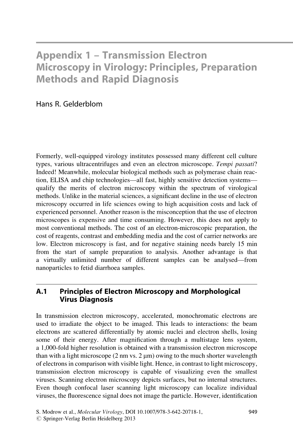 Appendix 1 – Transmission Electron Microscopy in Virology: Principles, Preparation Methods and Rapid Diagnosis