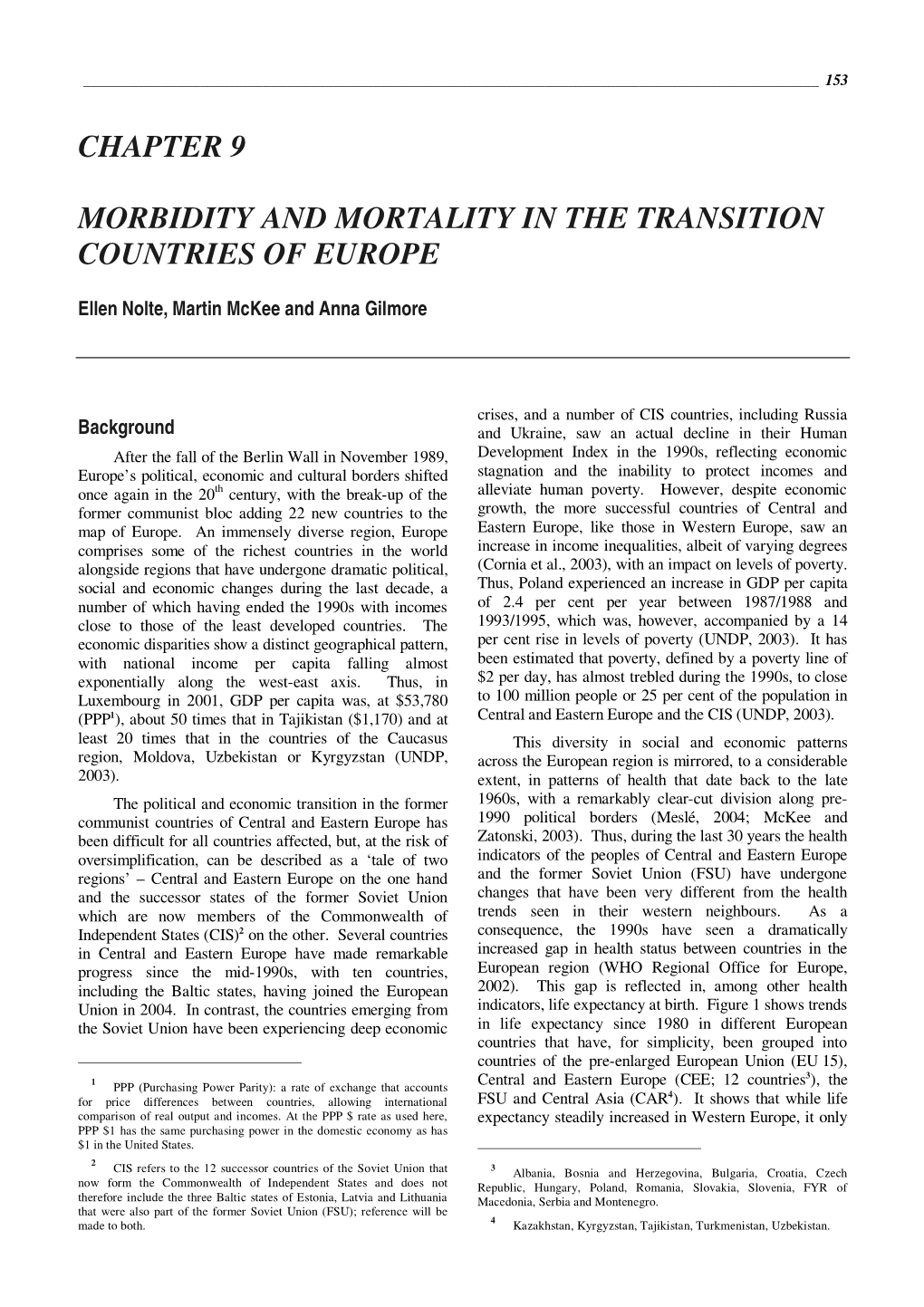 Chapter 9 Morbidity and Mortality in the Transition Countries of Europe