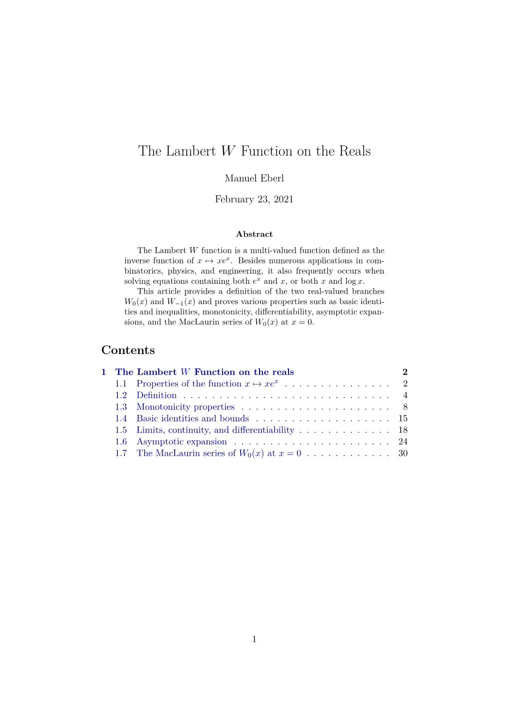 The Lambert W Function on the Reals