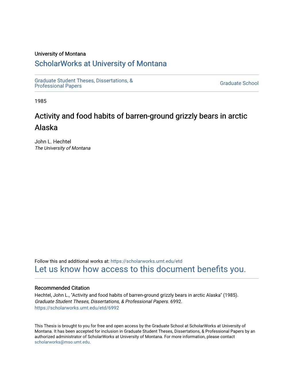 Activity and Food Habits of Barren-Ground Grizzly Bears in Arctic Alaska