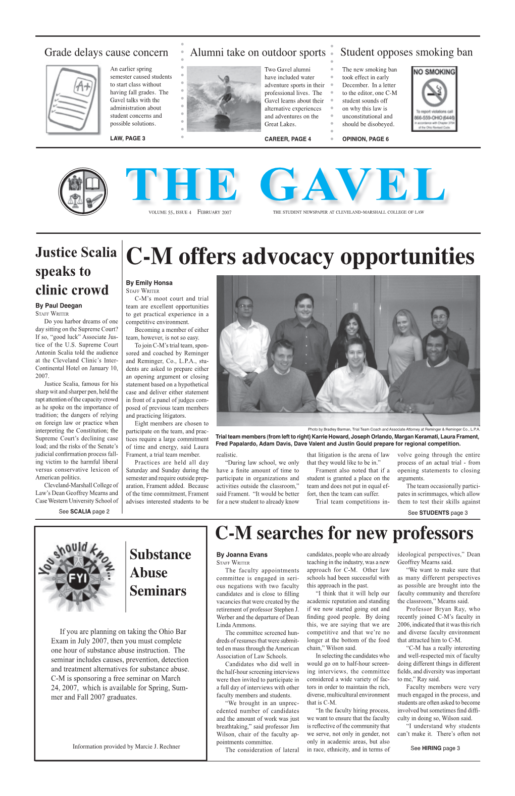 February 2007 the Student Newspaper at Cleveland-Marshall College of Law