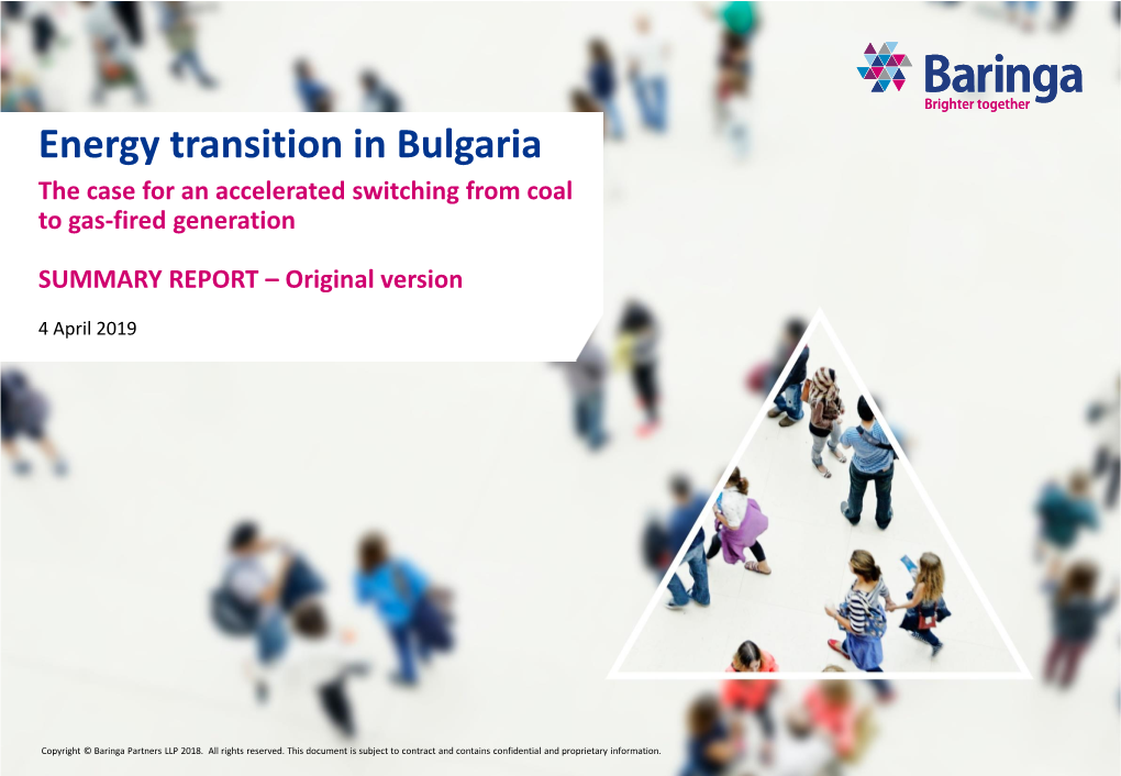 Energy Transition in Bulgaria the Case for an Accelerated Switching from Coal to Gas-Fired Generation