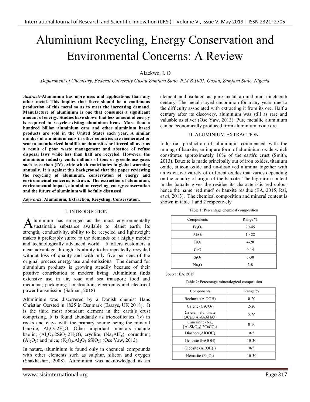 Aluminium Recycling, Energy Conservation and Environmental Concerns: a Review