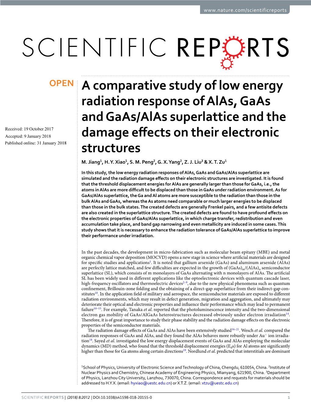 A Comparative Study of Low Energy Radiation Response of Alas, Gaas and Gaas/Alas Superlattice and the Damage Effects on Their El