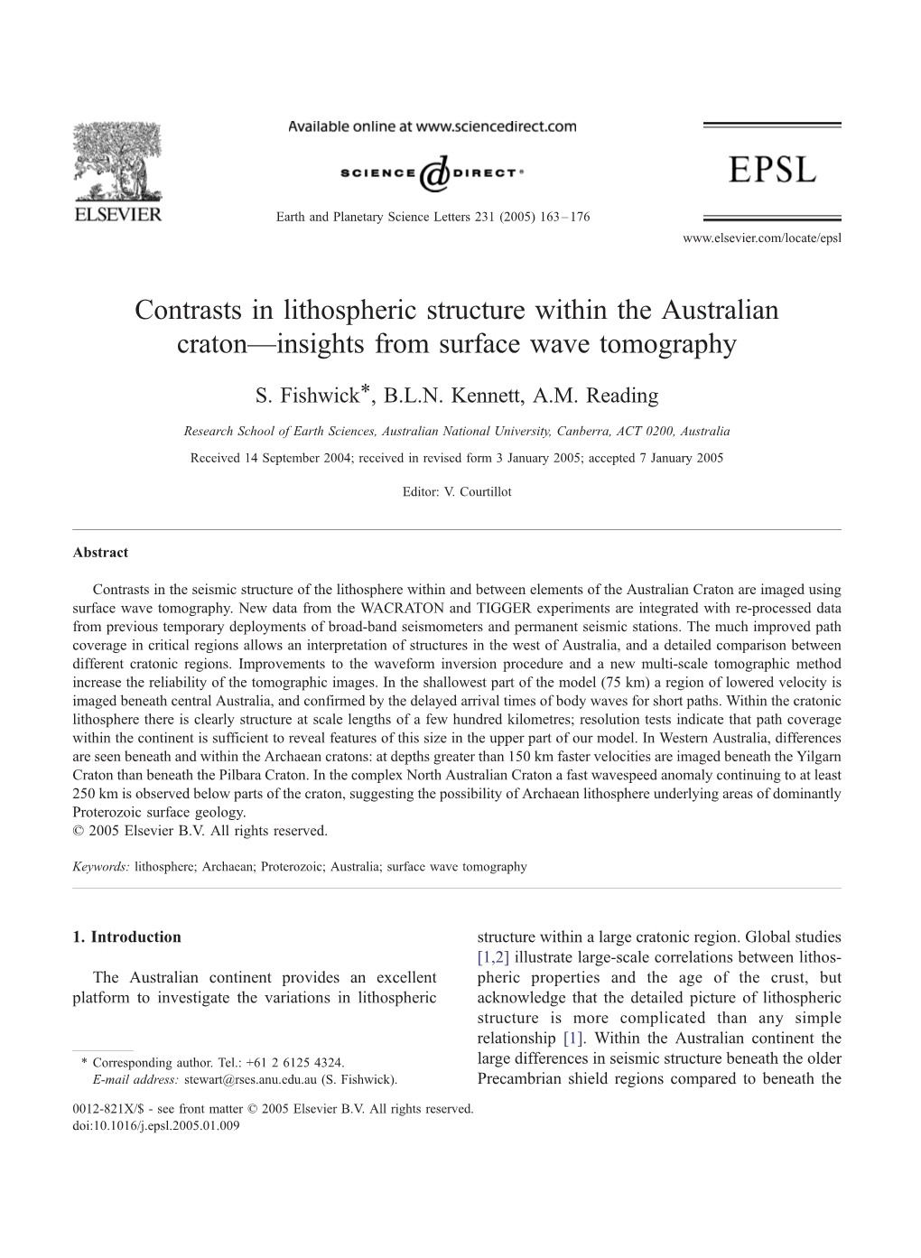 Contrasts in Lithospheric Structure Within the Australian Craton—Insights from Surface Wave Tomography