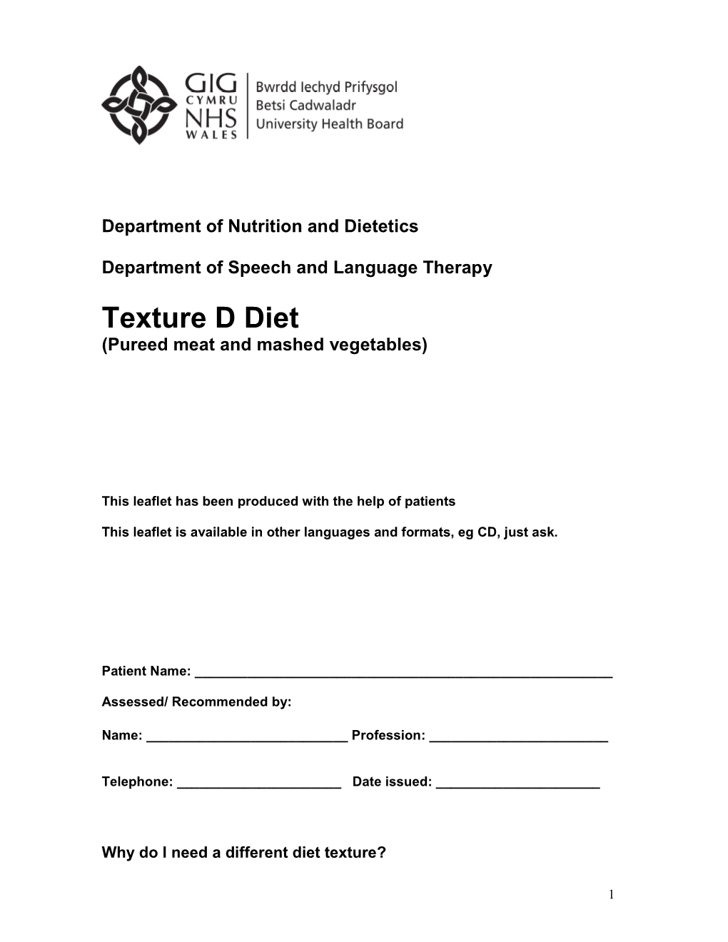 Dysphagia Texture D