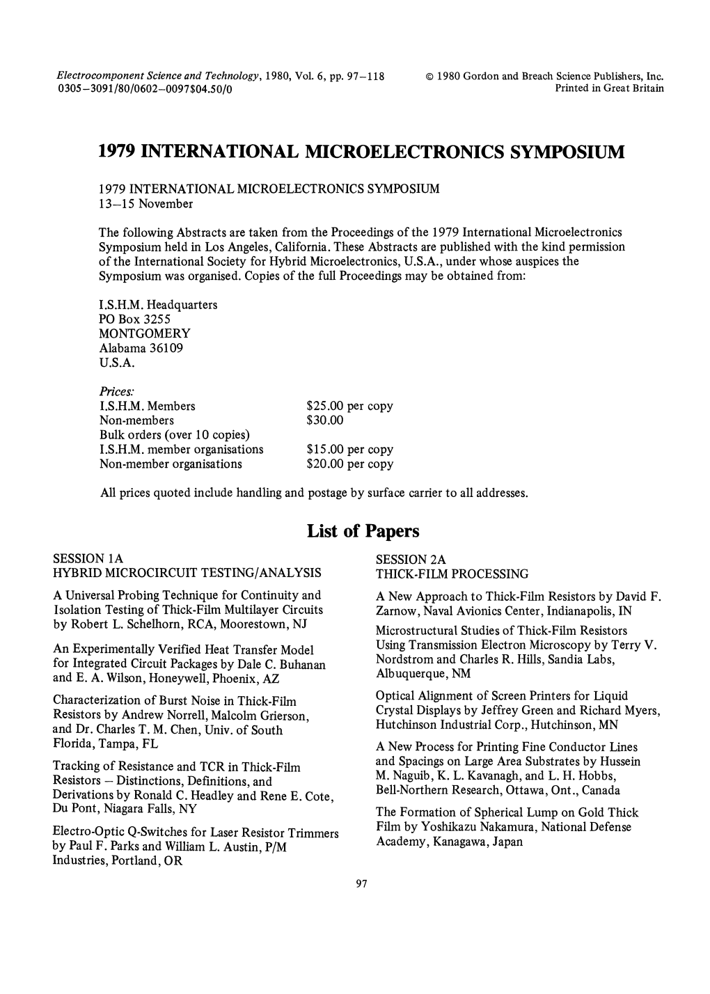 1979 International Microelectronics Symposium