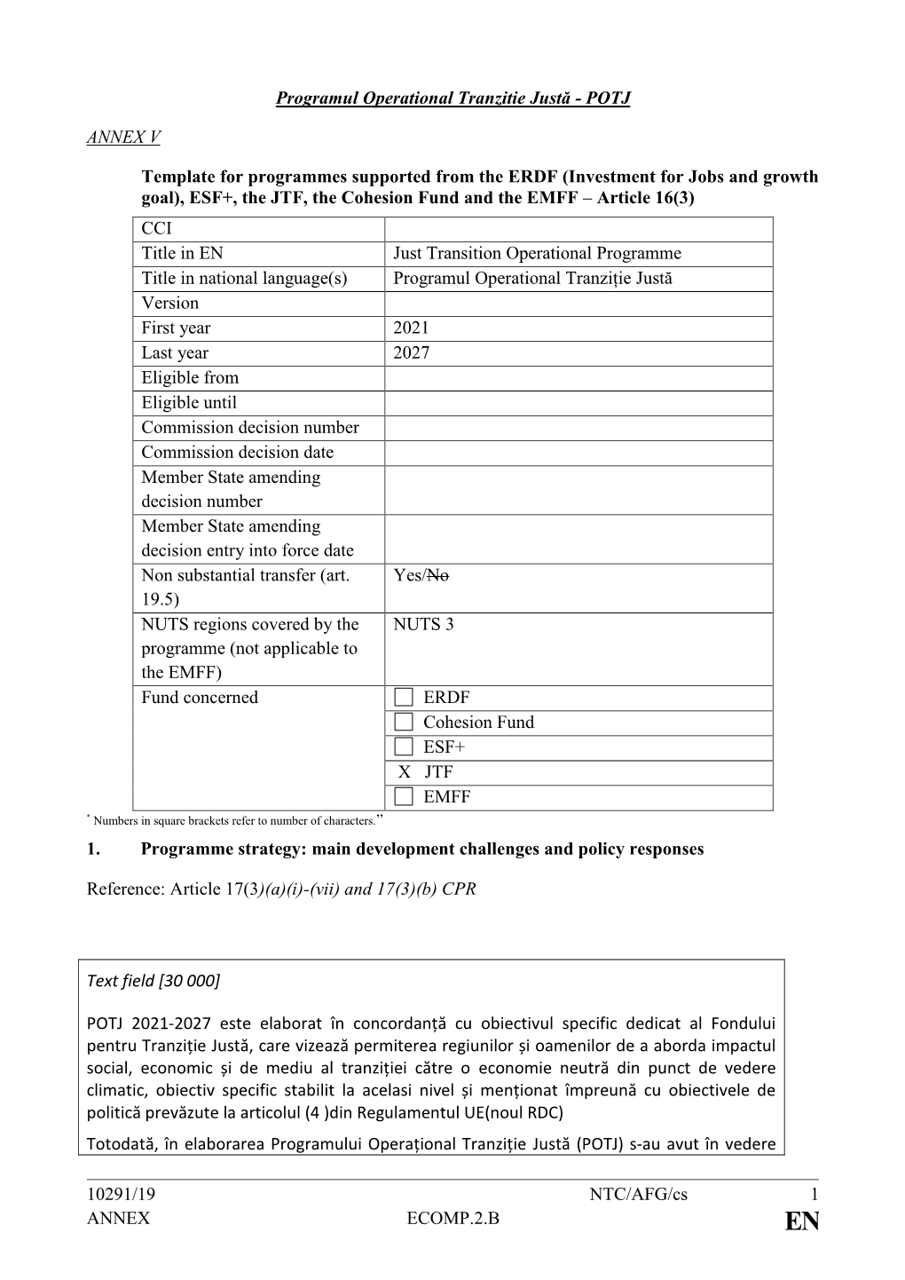 10291/19 NTC/AFG/Cs 1 ANNEX ECOMP.2.B Programul Operational