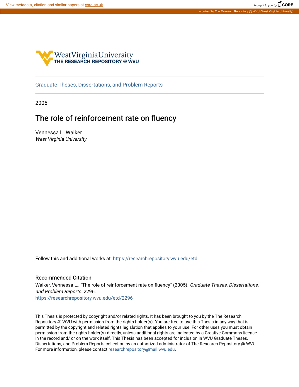 The Role of Reinforcement Rate on Fluency