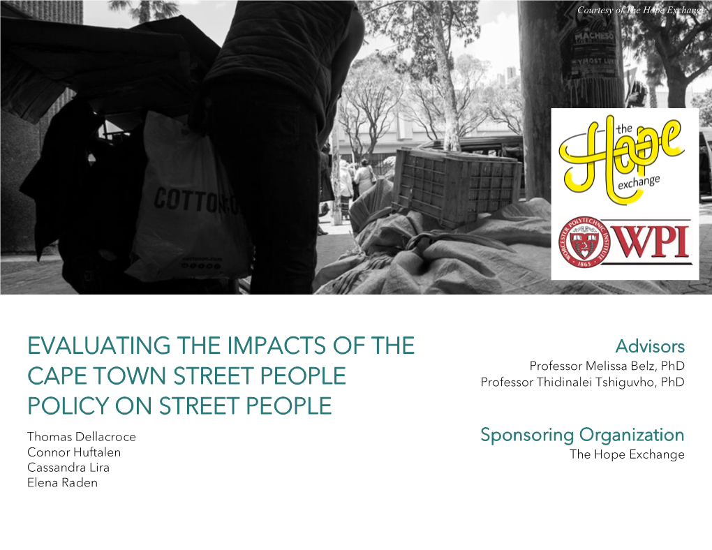 Evaluating the Impacts of the Cape Town Street People Policy on Street People