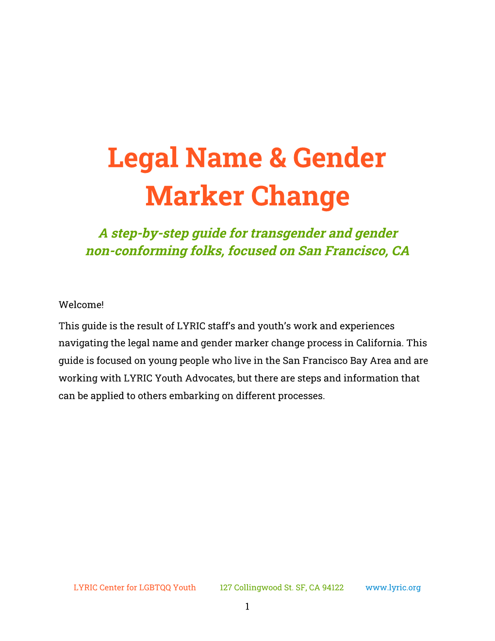 Legal Name & Gender Marker Change A