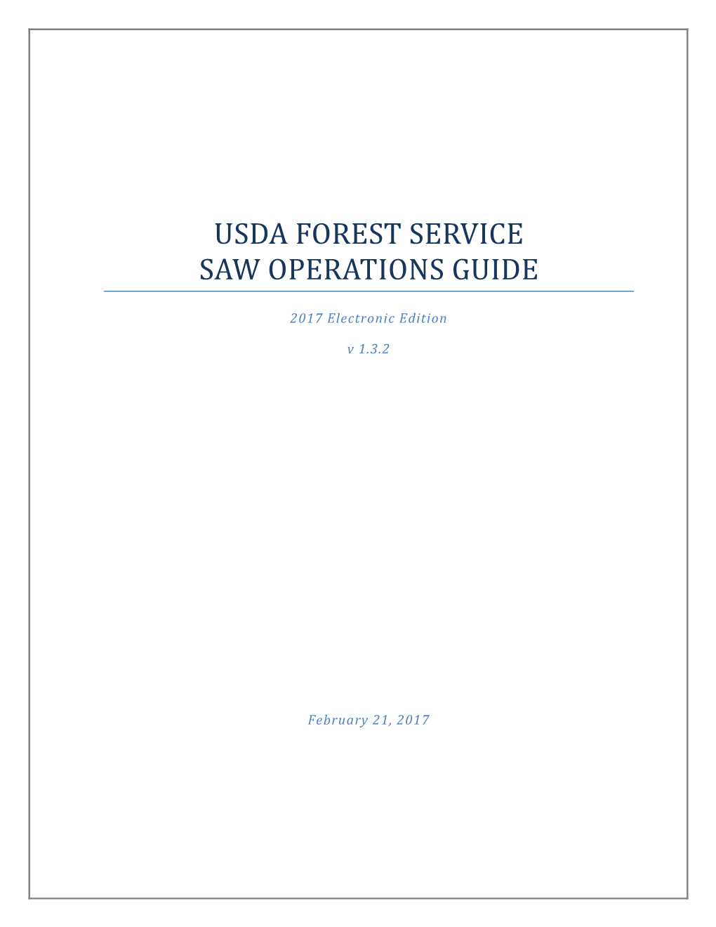 Usda Forest Service Saw Operations Guide