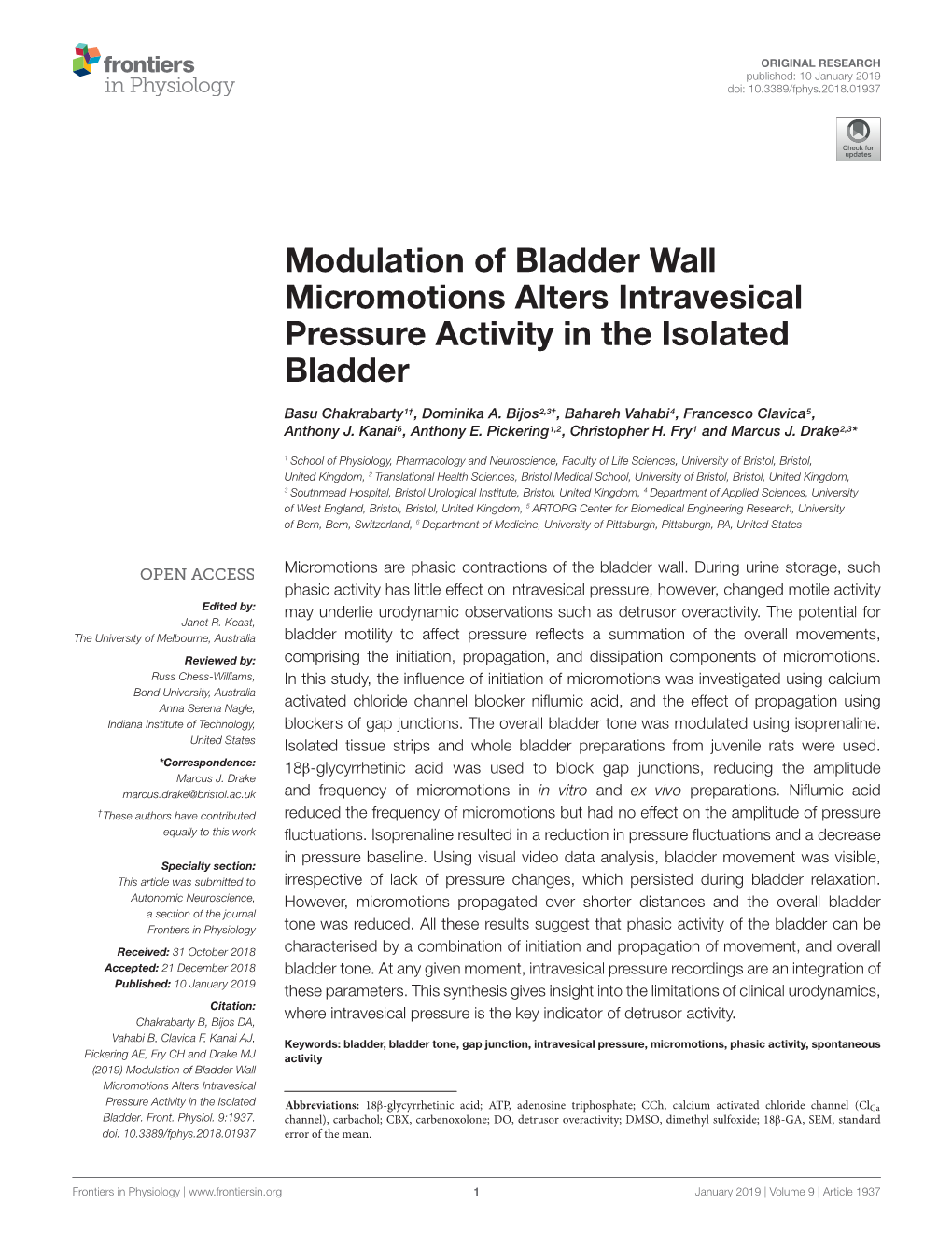 Modulation of Bladder Wall Micromotions Alters Intravesical Pressure Activity in the Isolated Bladder