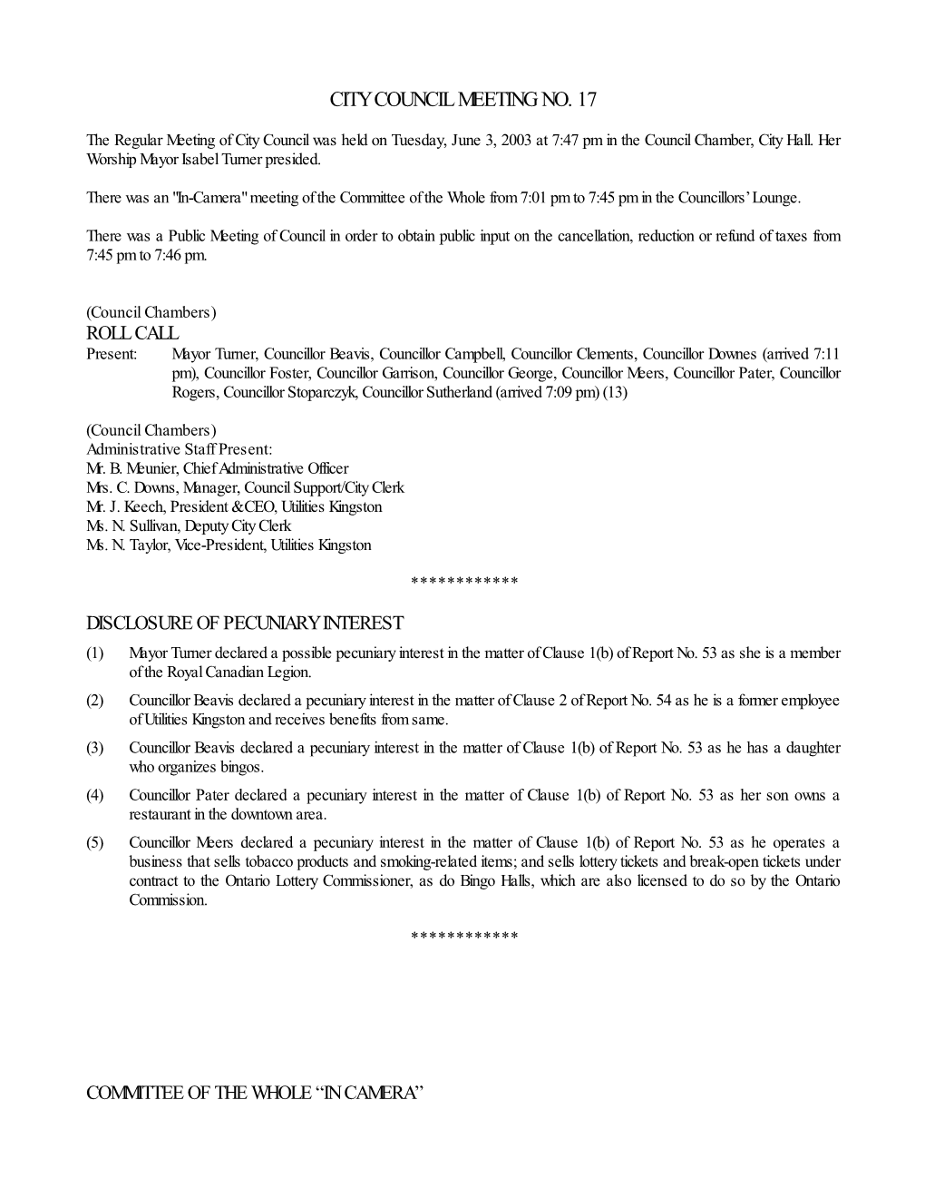 Council Meeting Minutes