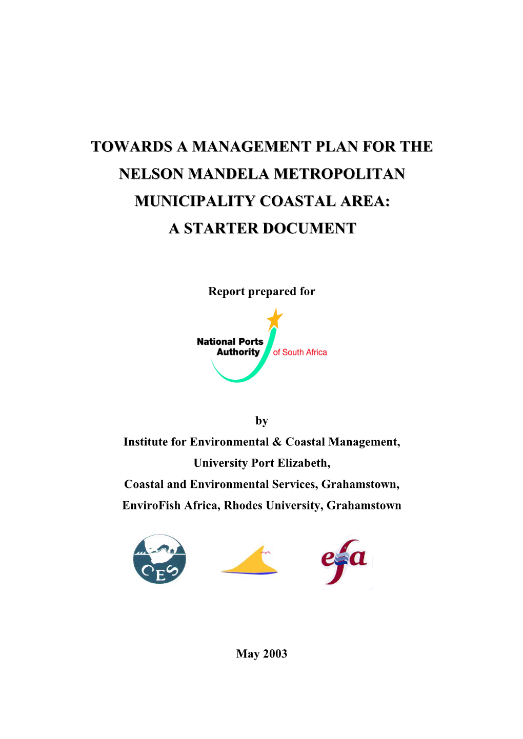 Towards a Coastal Management Plan for the Nelson Mandela