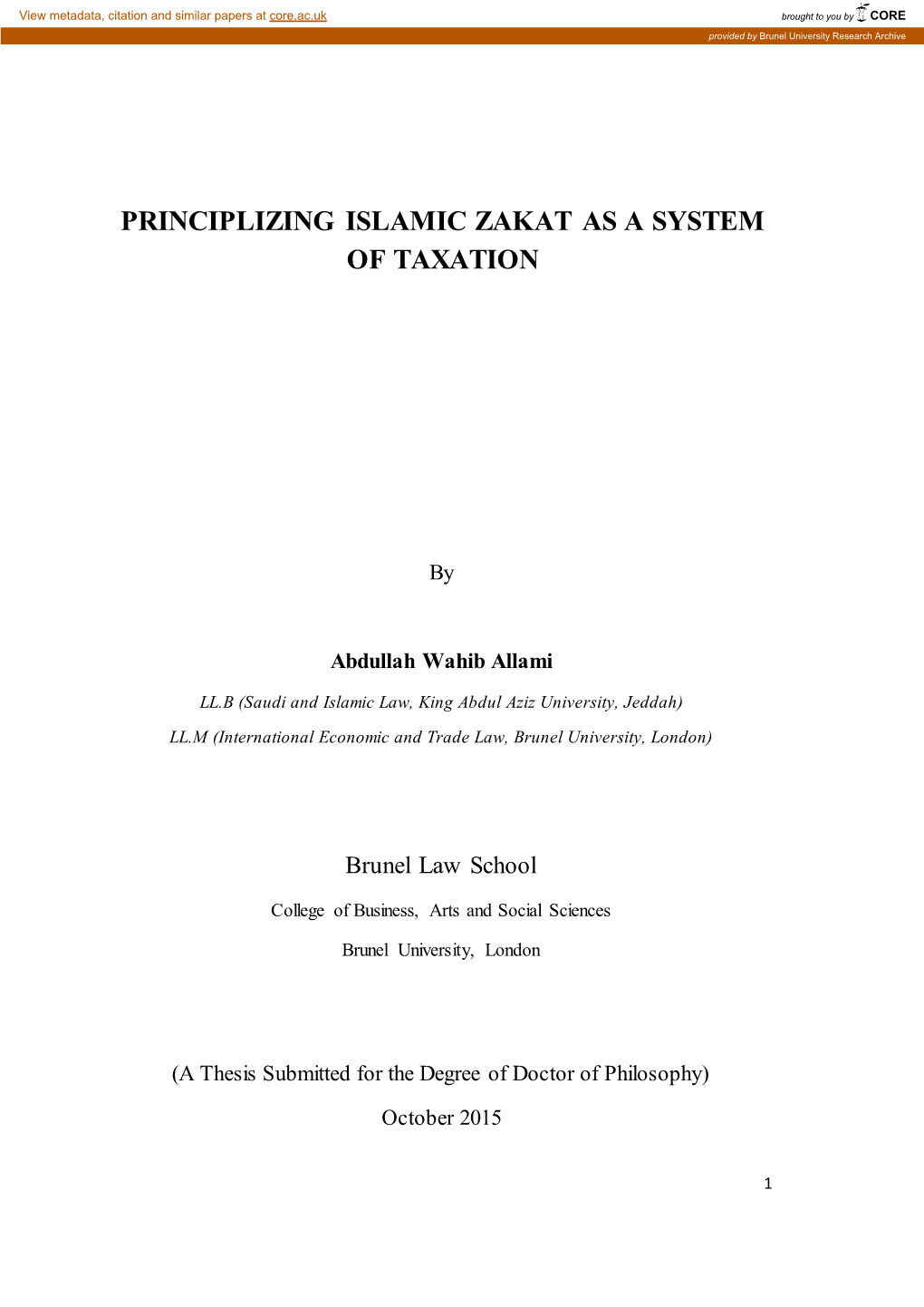 Principlizing Islamic Zakat As a System of Taxation