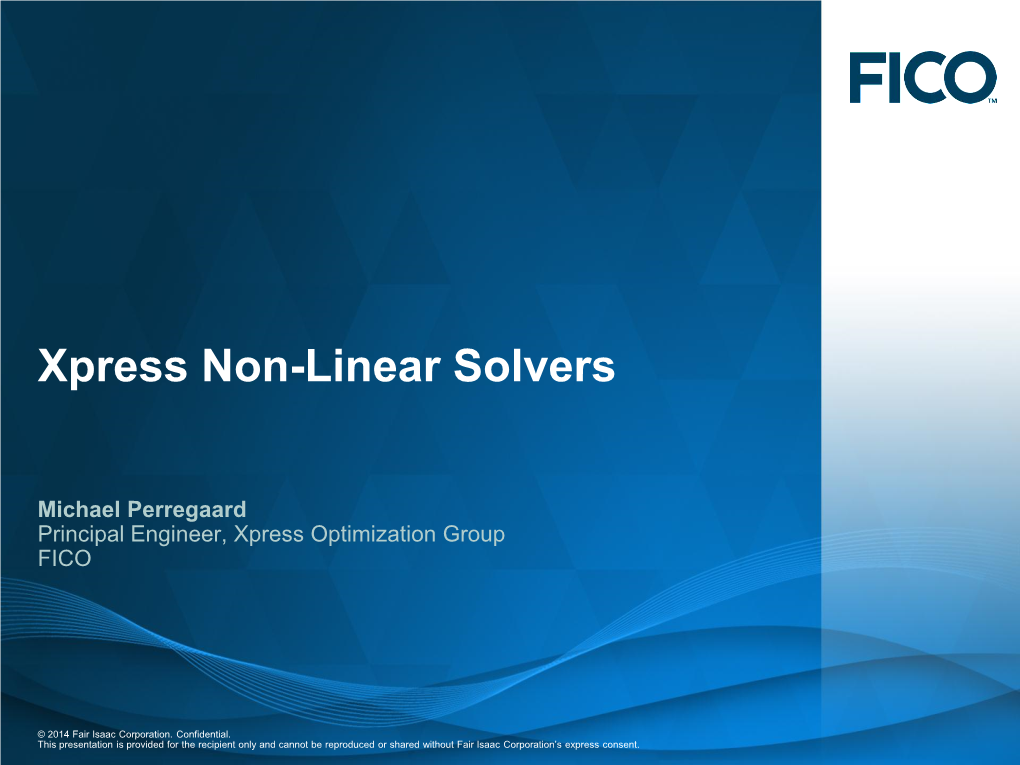 Xpress Non-Linear Solvers