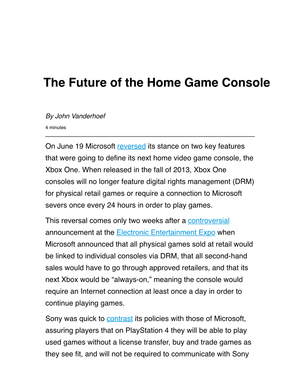 The Future of the Home Game Console