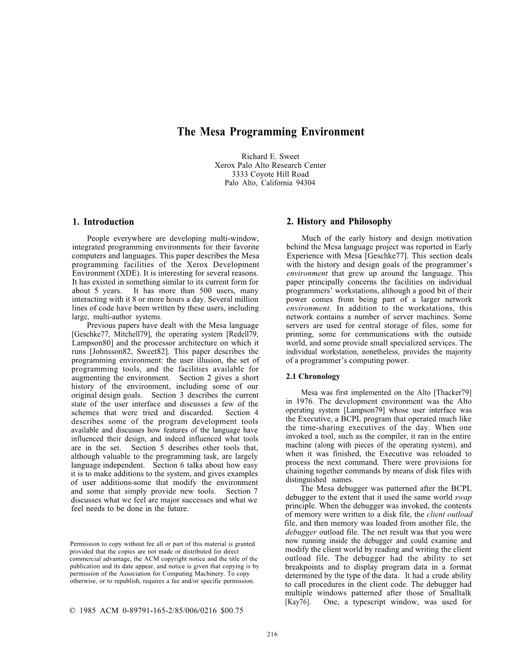 The Mesa Programming Environment