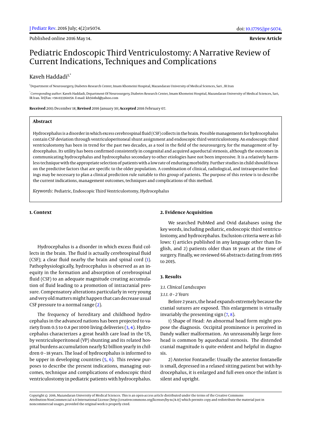 Pediatric Endoscopic Third Ventriculostomy: a Narrative Review of Current Indications, Techniques and Complications