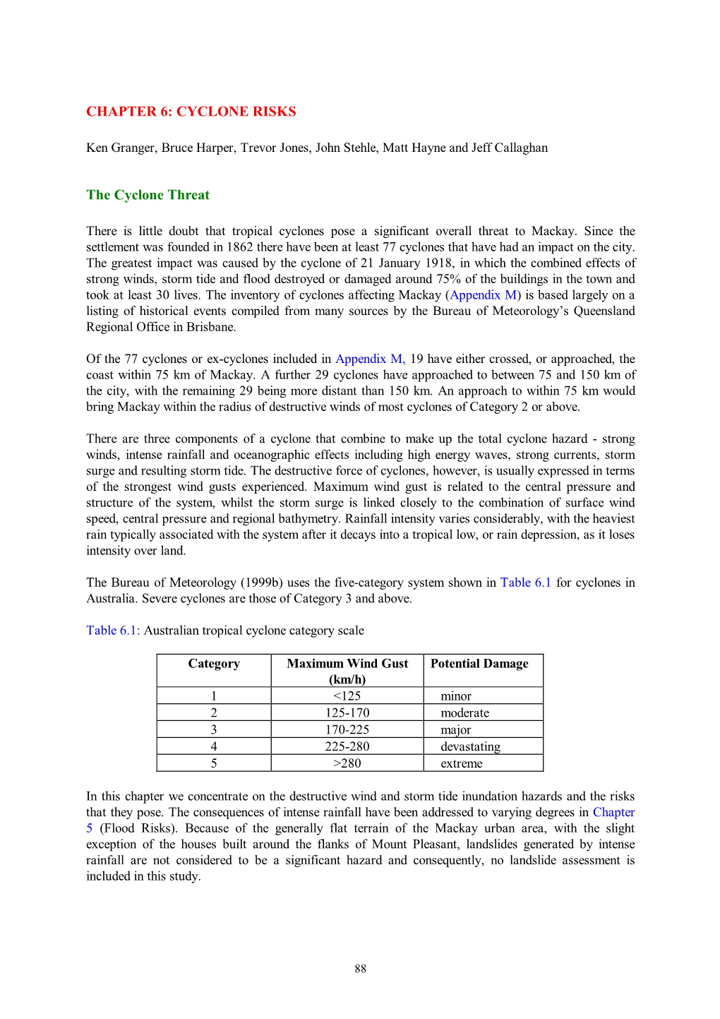 CHAPTER 6: CYCLONE RISKS the Cyclone Threat