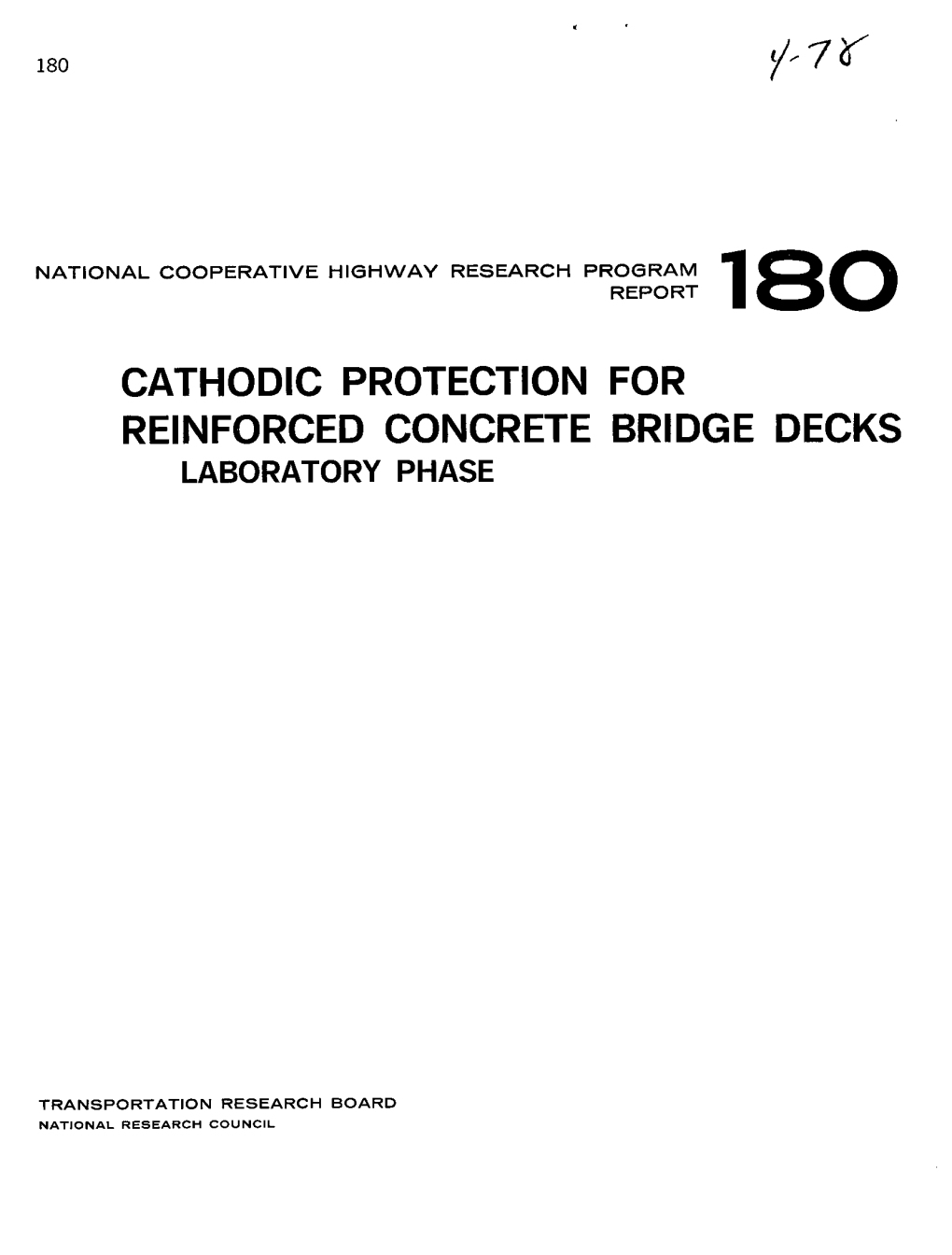 Cathodic Protection for Reinforced Concrete Bridge Decks Laboratory Phase