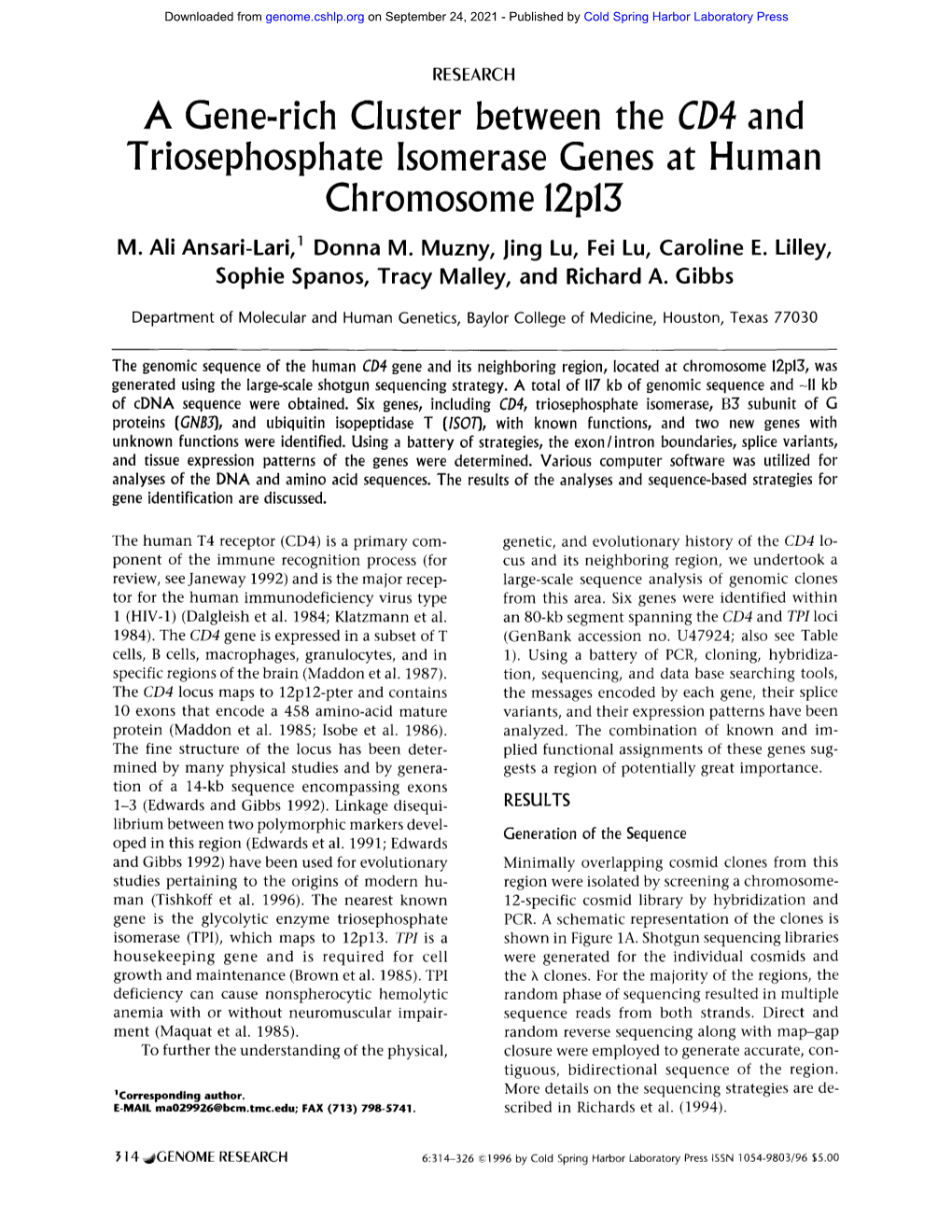 Chromosome 12P13 M