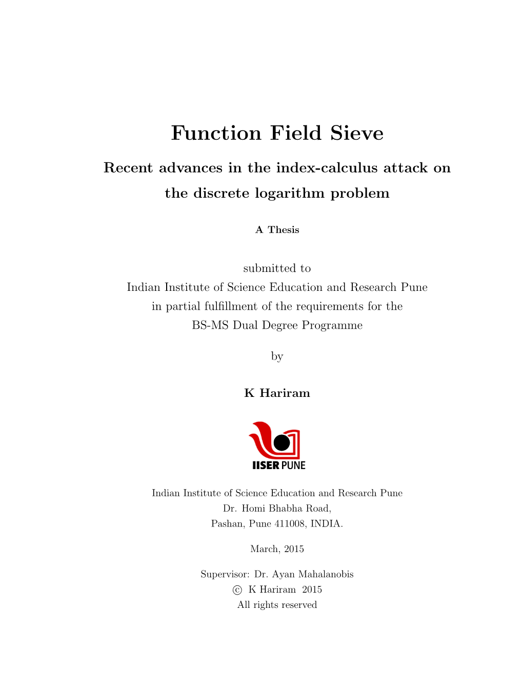 Function Field Sieve