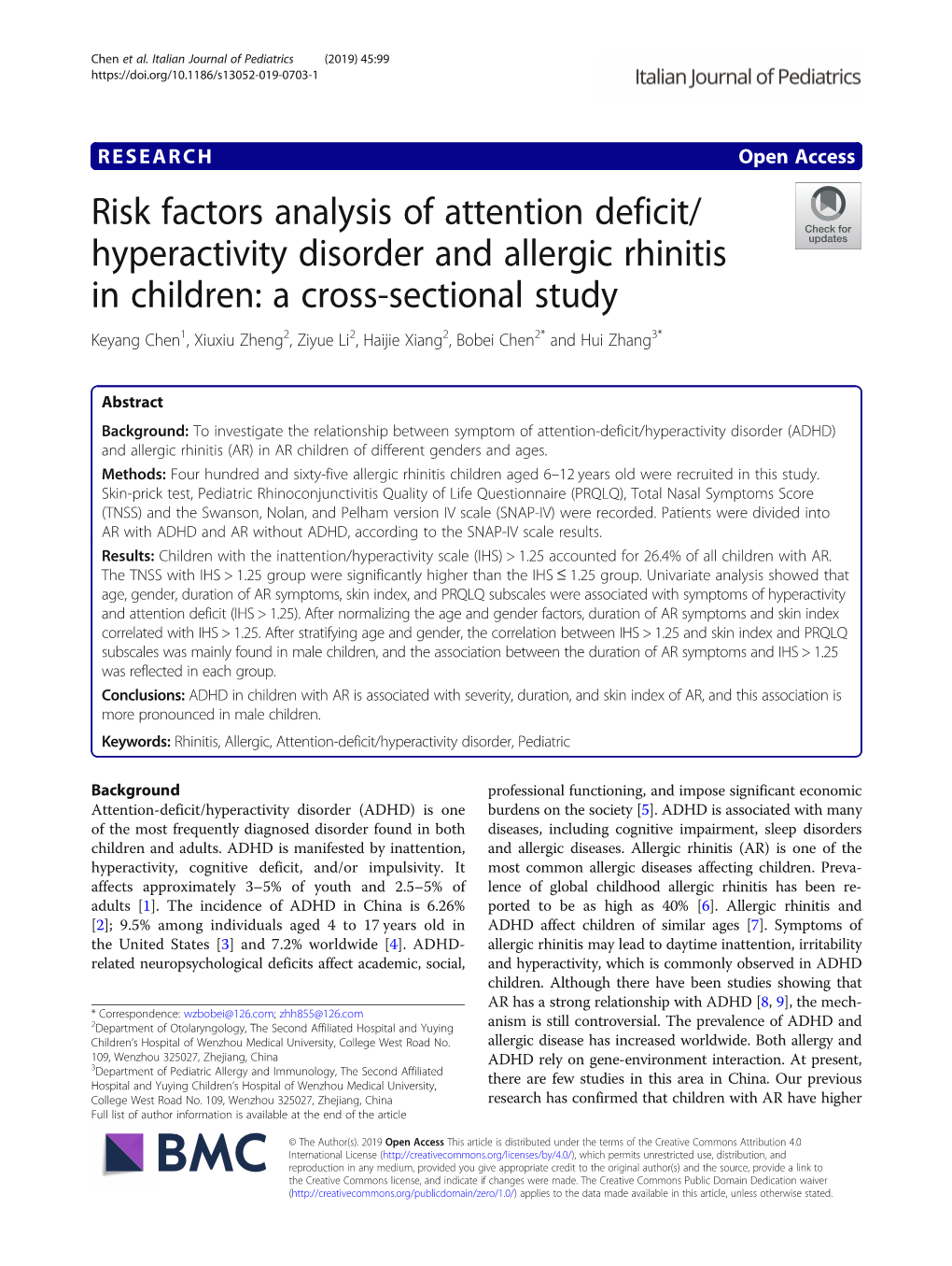 Risk Factors Analysis of Attention Deficit