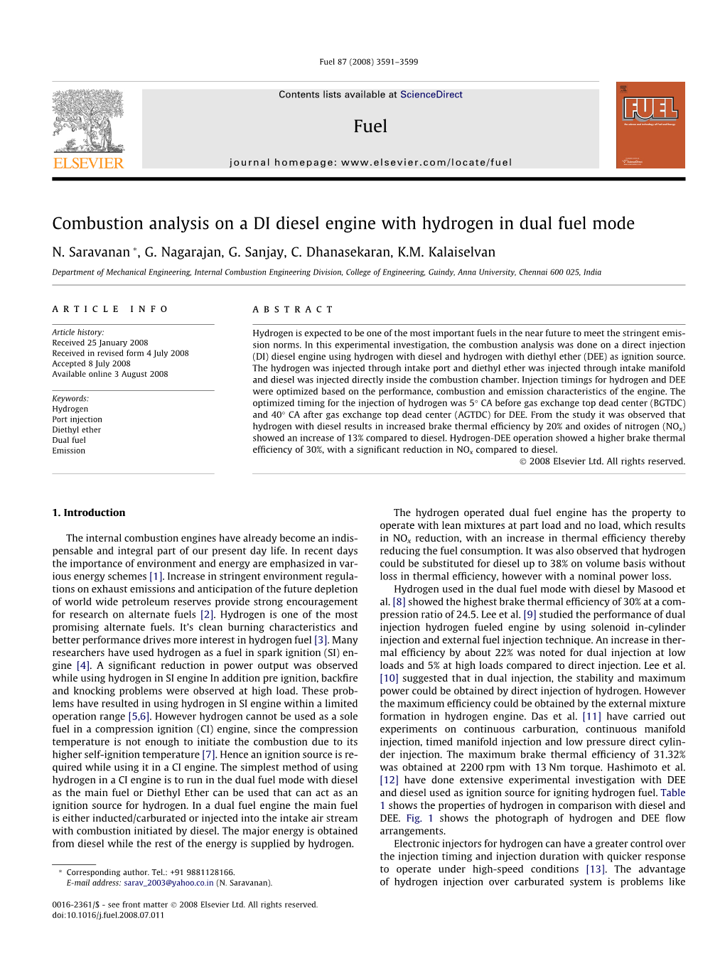 Combustion Analysis on a DI Diesel Engine with Hydrogen in Dual Fuel Mode