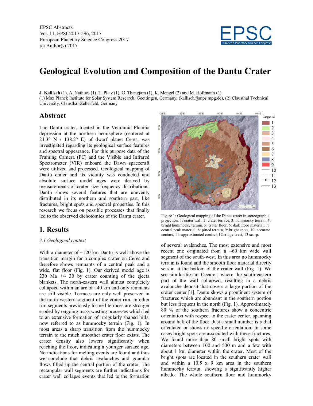 Geological Evolution and Composition of the Dantu Crater