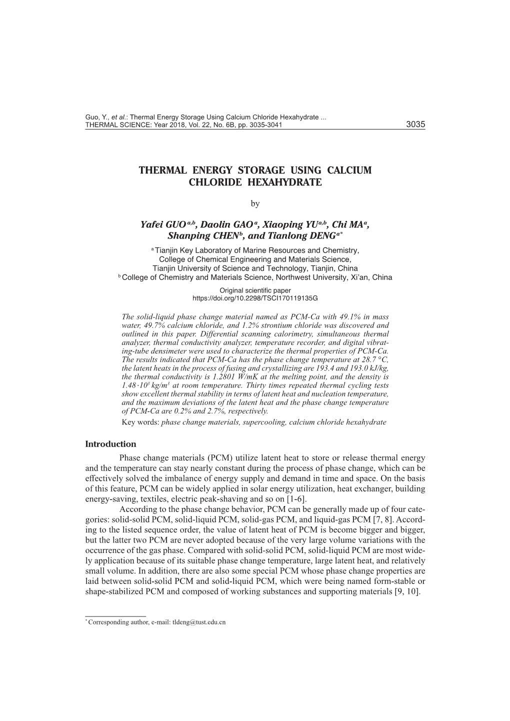 Thermal Energy Storage Using Calcium Chloride Hexahydrate