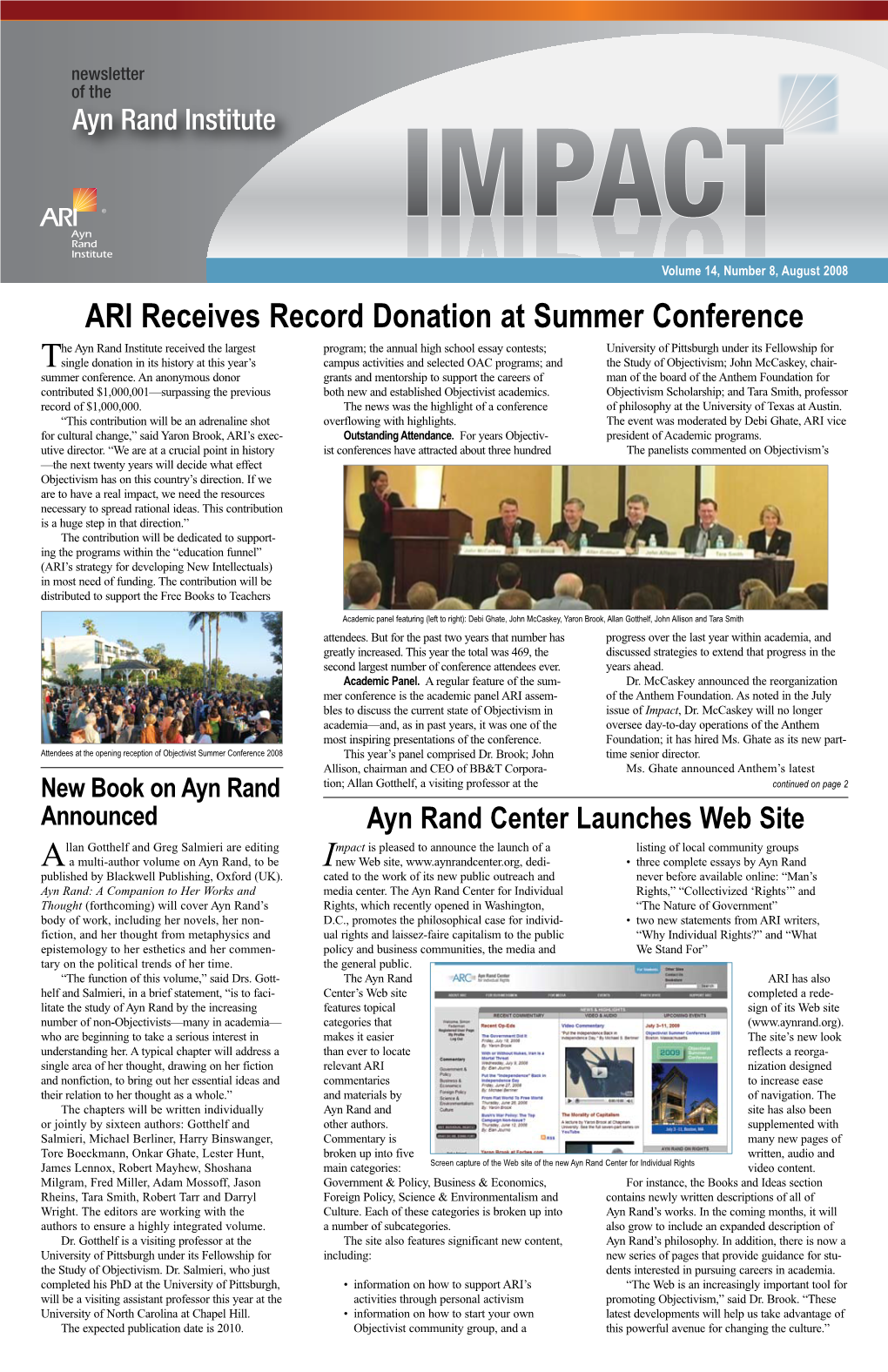 ARI Receives Record Donation at Summer Conference