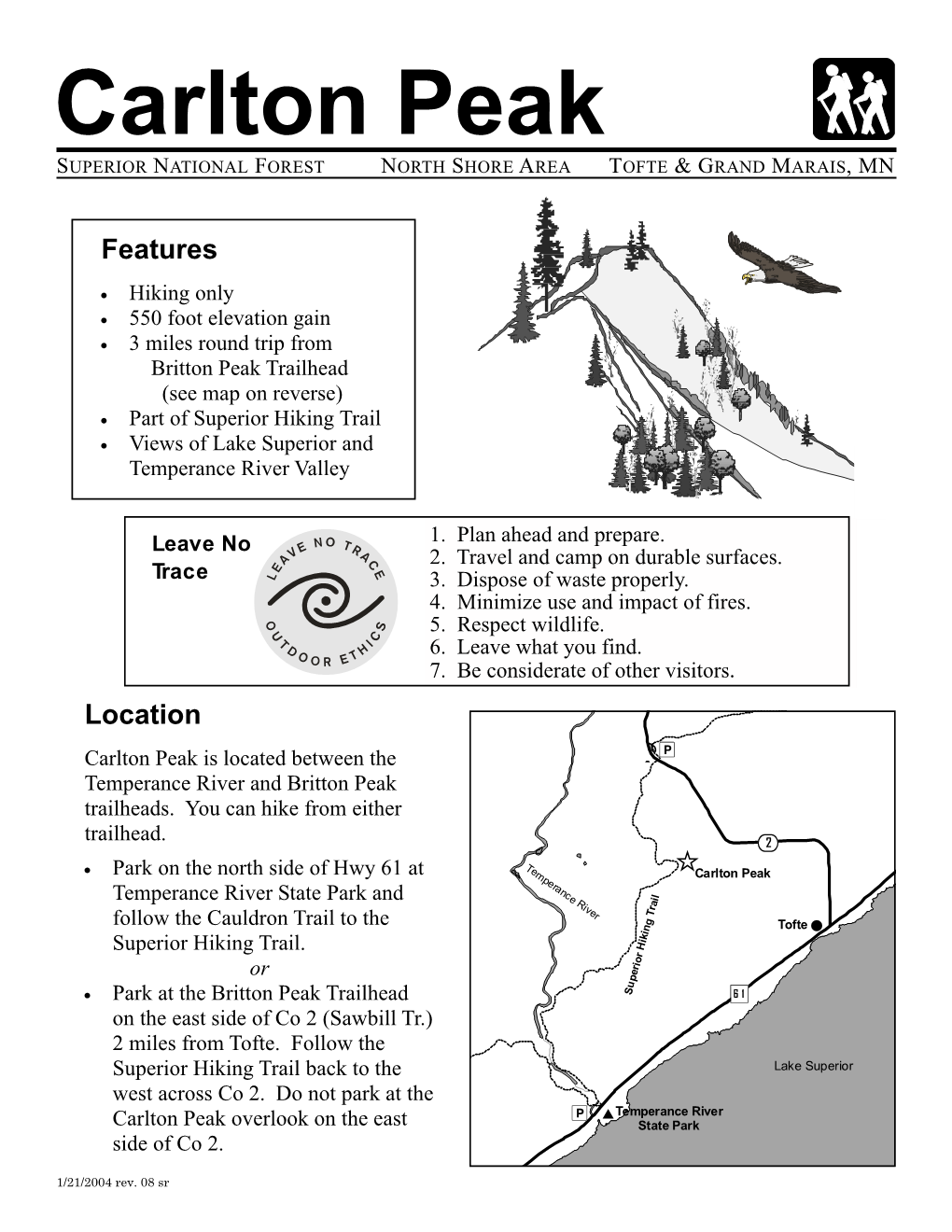 Carlton Peak SUPERIOR NATIONAL FOREST NORTH SHORE AREA TOFTE & GRAND MARAIS, MN