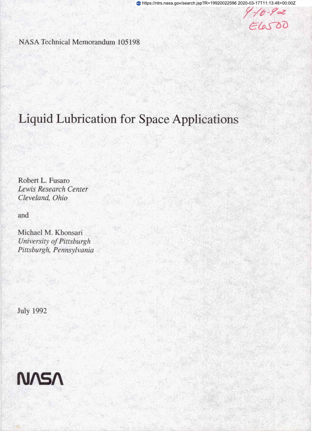 Liquid Lubrication for Space Applications